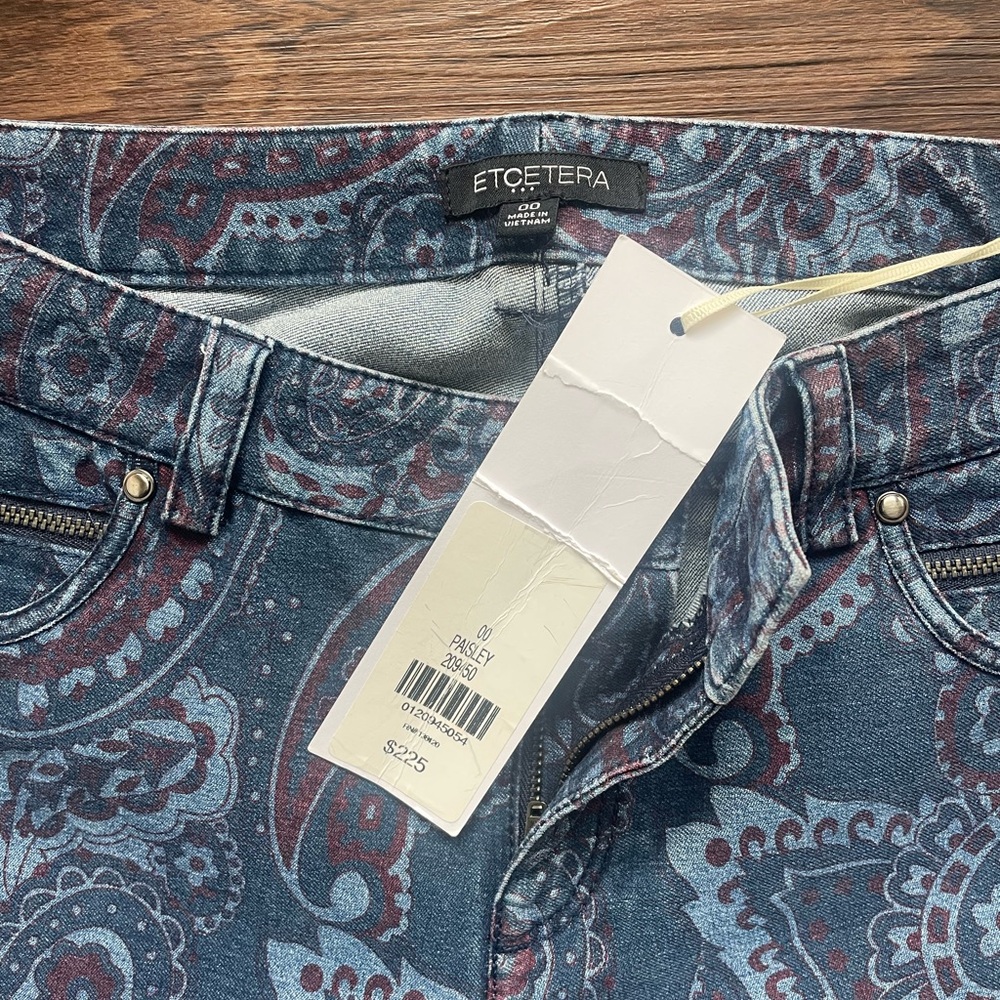 NWT Etcetera Women's Paisley Jeans - Blue
